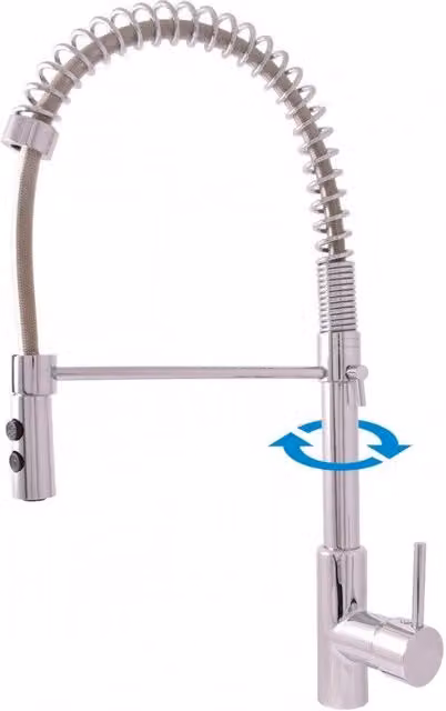 Miscelatore lavabo estraibile SEINA con tubo trecciato H. 38cm