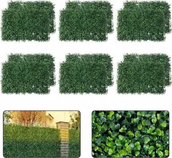 Pannelli di finto prato in PVC, 40 x 60 cm, 2,88 m², UV protetto, pannelli di finto buxus 4 cm spessi