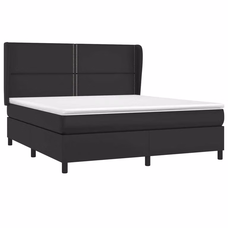 Giroletto a Molle con Materasso Nero 180x200 cm in Pelle finta
