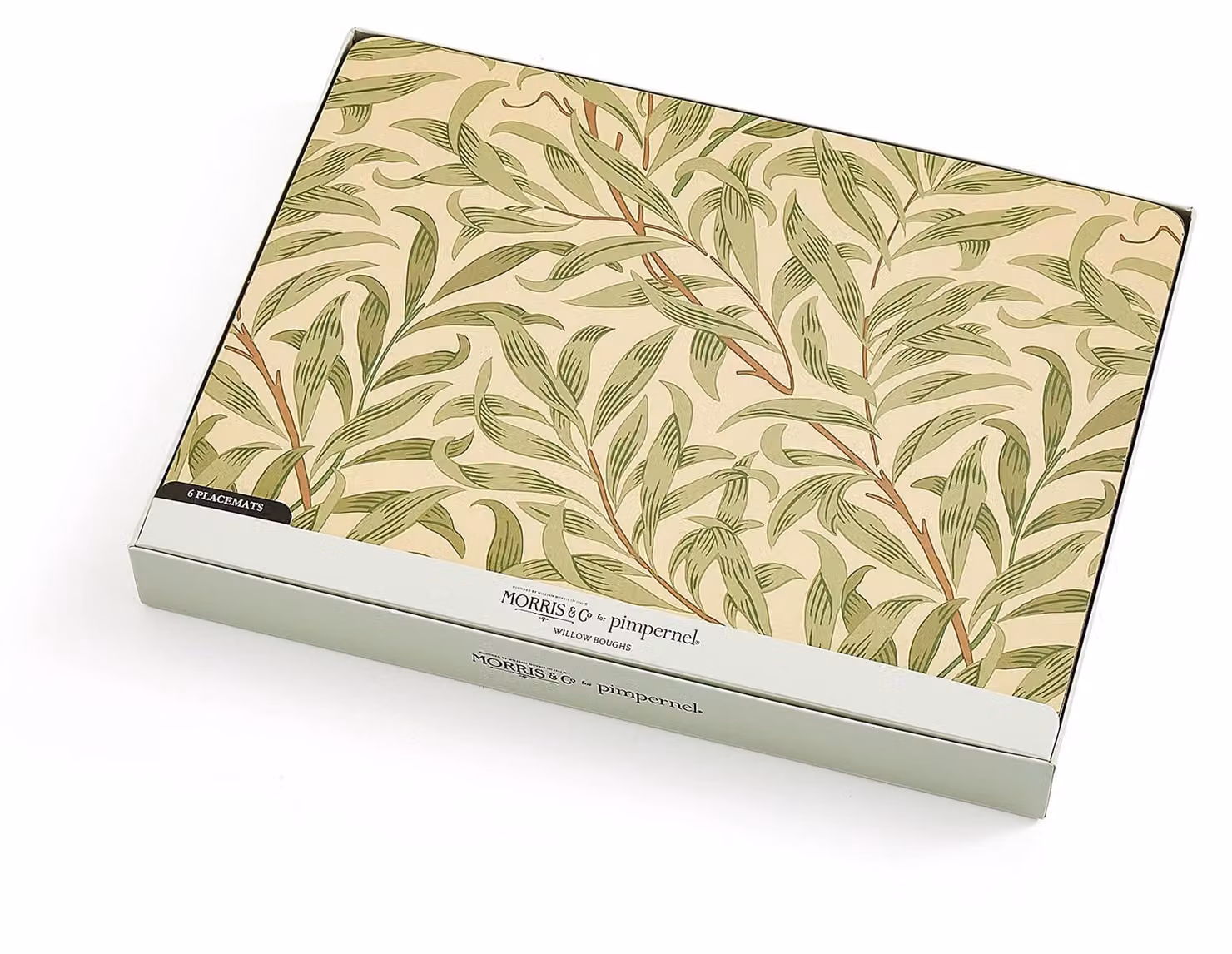 Sottopiatti, confezione da 6, motivo: ramo di salice, colore verde, dimensioni 30,99 x 23,19 cm
