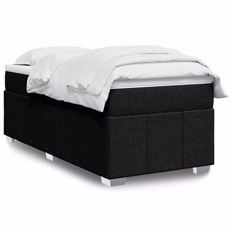 vidaXL Giroletto a Molle con Materasso Ibrido in Tessuto Nero L/P/H: 100 x 200 cm
