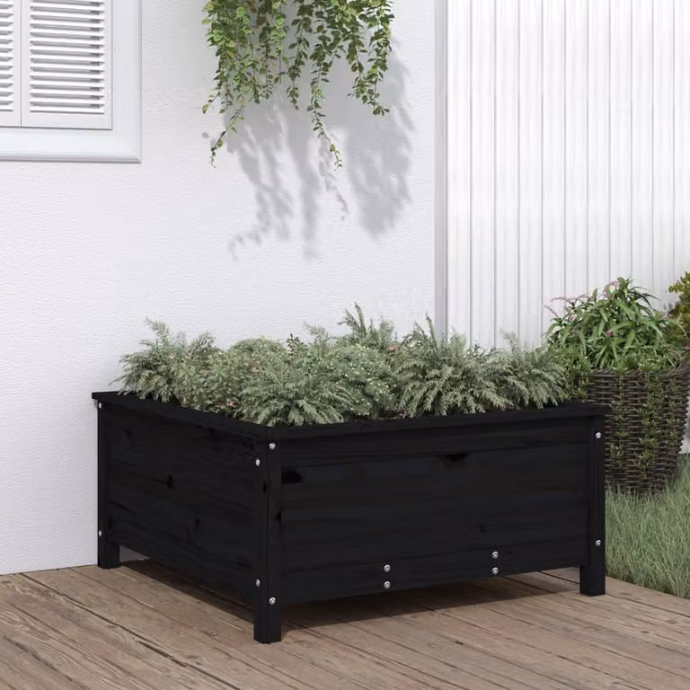 Fioriera da giardino vidaXL in legno di pino nero L: 82,5 cm, P: 82,5 cm, H: 39 cm