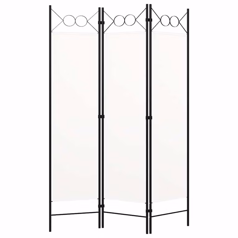 vidaXL Paravento Decorativo a 3 Pannelli Bianco e Beige con Design Geometrico Moderno L: 120 cm, H: 180 cm