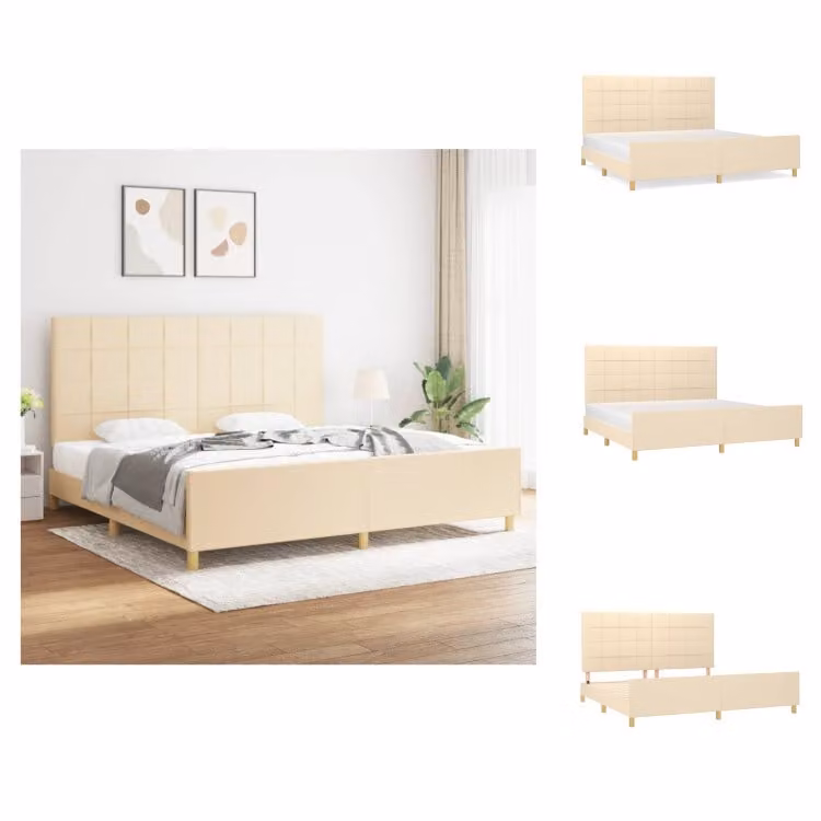 vidaXL Struttura letto con testiera in tessuto crema 200x200 cm - Letti e strutture letto