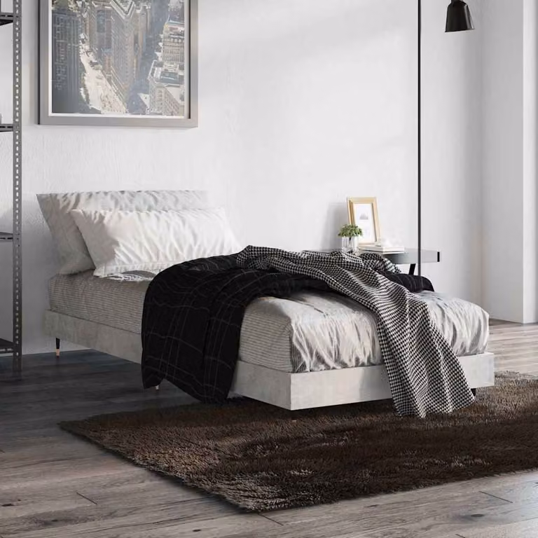 Giroletto vidaXL in legno multistrato e metallo, colore grigio cemento, L: 190 cm, P: 75 cm