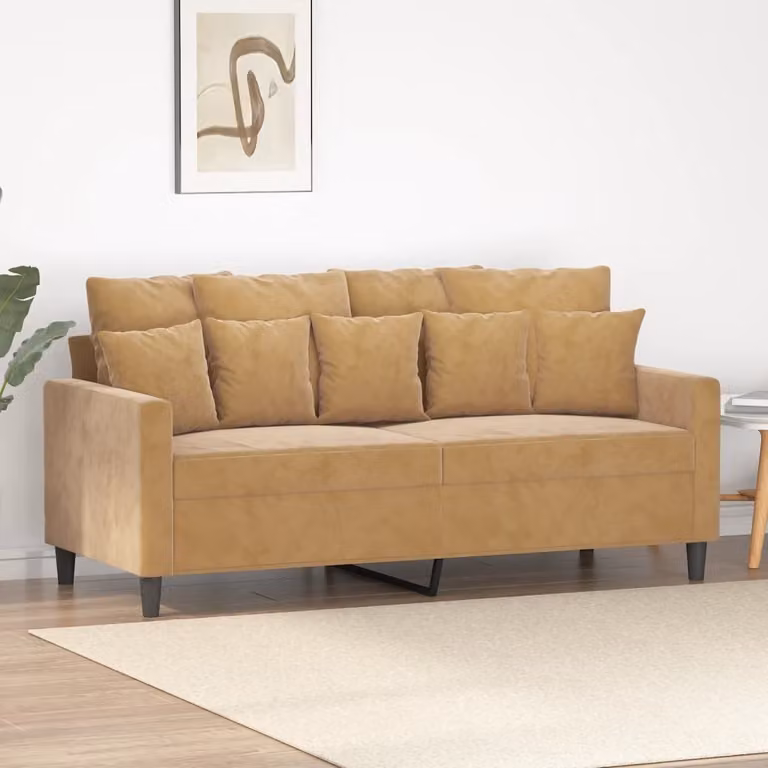 Divano esclusivo, due posti, color marrone, 140 cm, in velluto