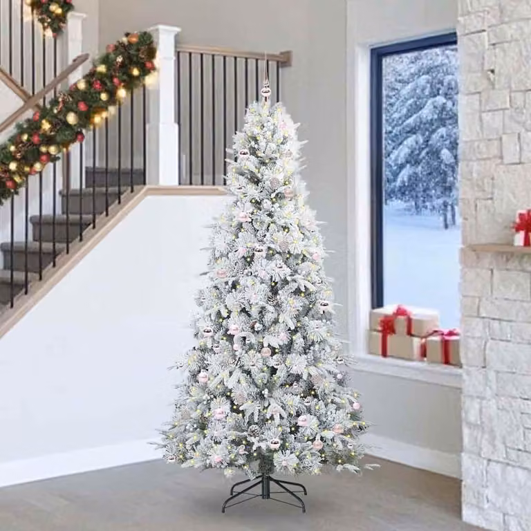 Maison Exclusive - Albero di Natale artificiale pieghevole, bianco, 240 cm, realizzato in PE e PVC