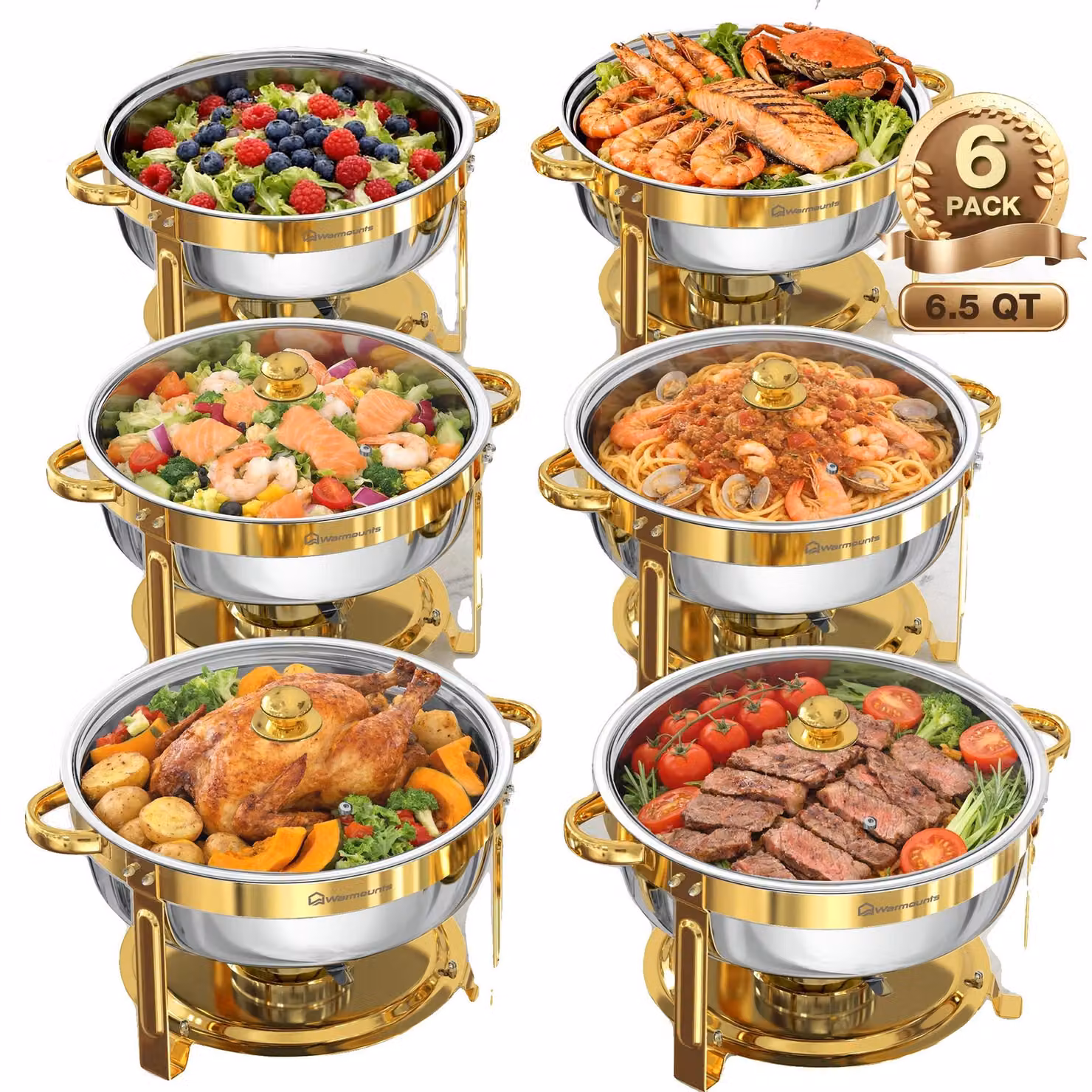 Chafing dish, acciaio inossidabile, capacità 6 quarti, confezione da 6