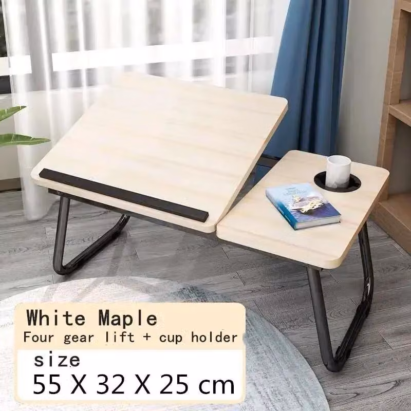 Tavolino pieghevole per laptop, ideale per letto e divano - Tavolino portatile per laptop / vassoio per letto - Piano in legno, struttura in metallo - Rettangolare - 2,5 kg - Bianco