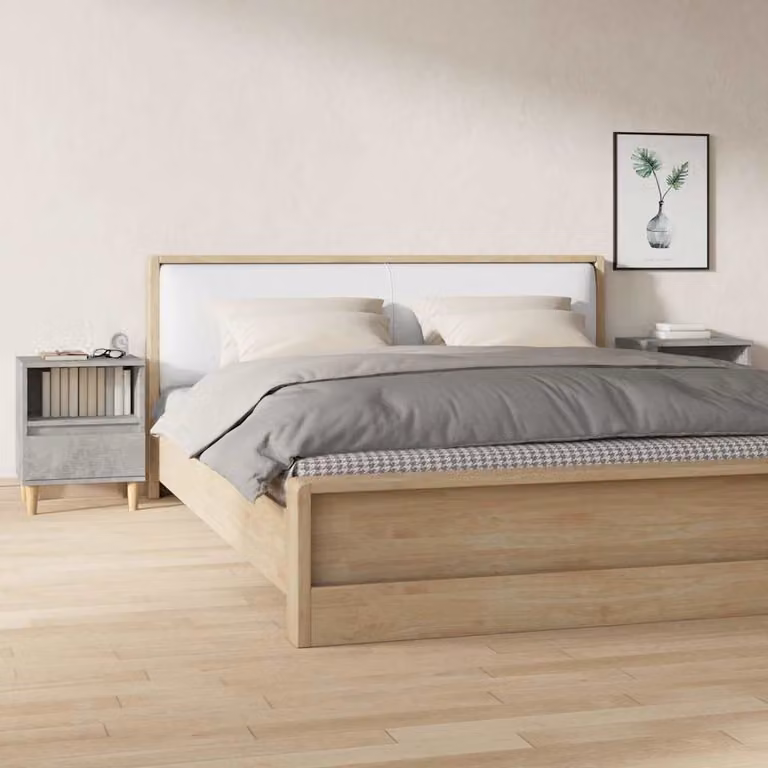 Set di 2 comodini moderni vidaXL in legno e MDF, colore grigio opaco, L 40 cm x P 35 cm x H 50 cm