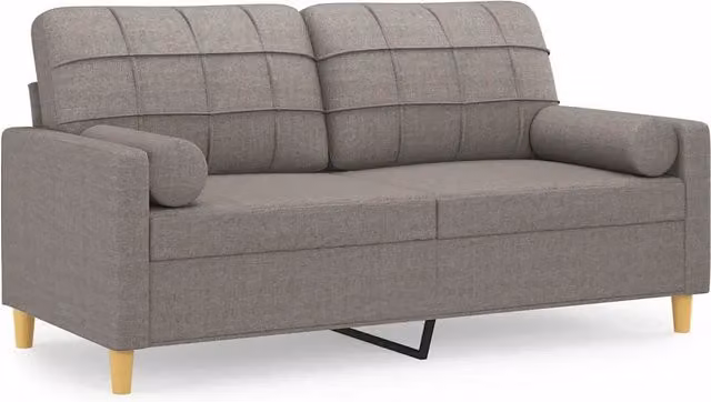 Divano | Divano da soggiorno | Sofa a 2 Posti con Cuscini Tortora 140 cm in Tessuto