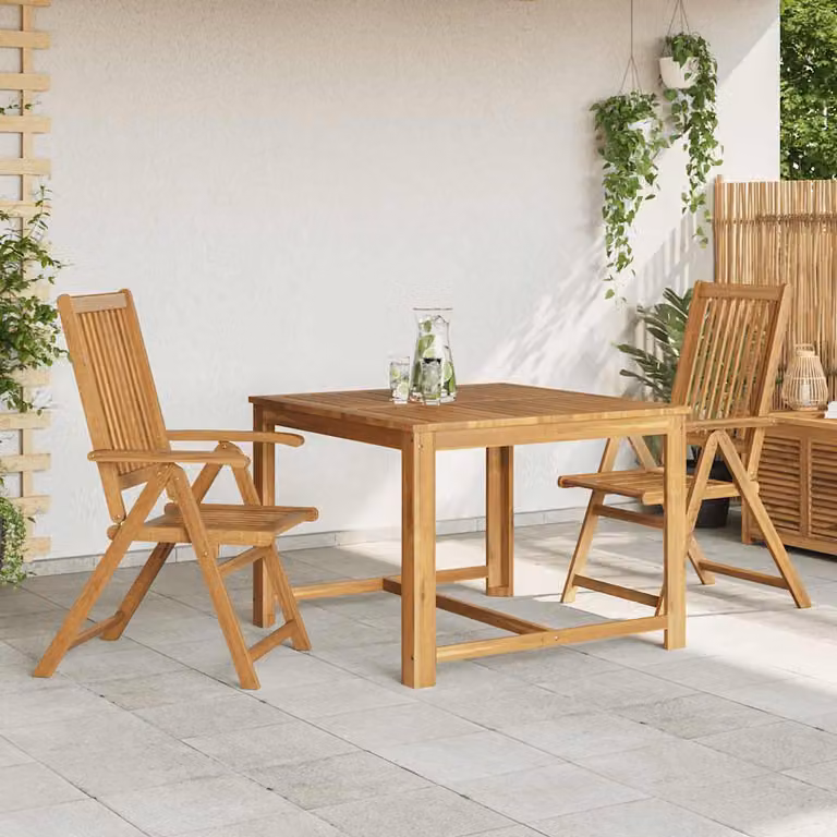 vidaXL Sedie pieghevoli, 2 pezzi, in legno massello di acacia