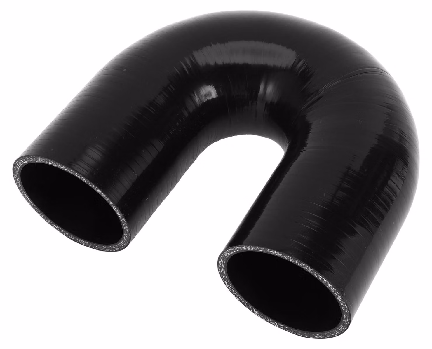 Tubo in silicone a 180 gradi - Nero - Diametro interno 60 mm - Lunghezza 120 mm - Tessuto multistrato - Resistente a temperature fino a 300°C - Tubo per il raffreddamento