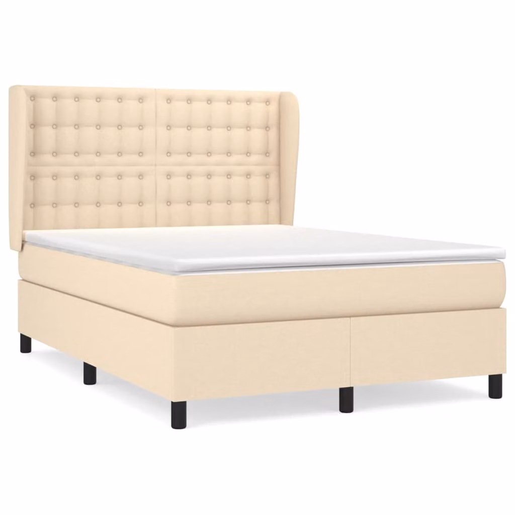 Giroletto a Molle con Materasso Crema 140x19 cm in Tessuto