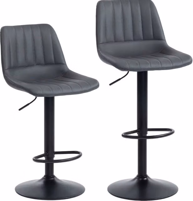 Set di 2 sgabelli da bar vintage con poggiapiedi, altezza regolabile, 43x49,5x111 cm, rivestimento in ecopelle