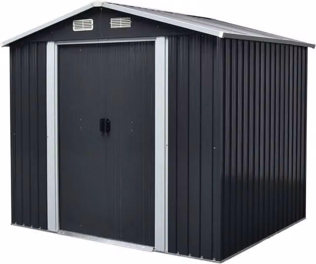 Casetta Box da Giardino in Lamiera di Acciaio 213x191x195 cm Antracite