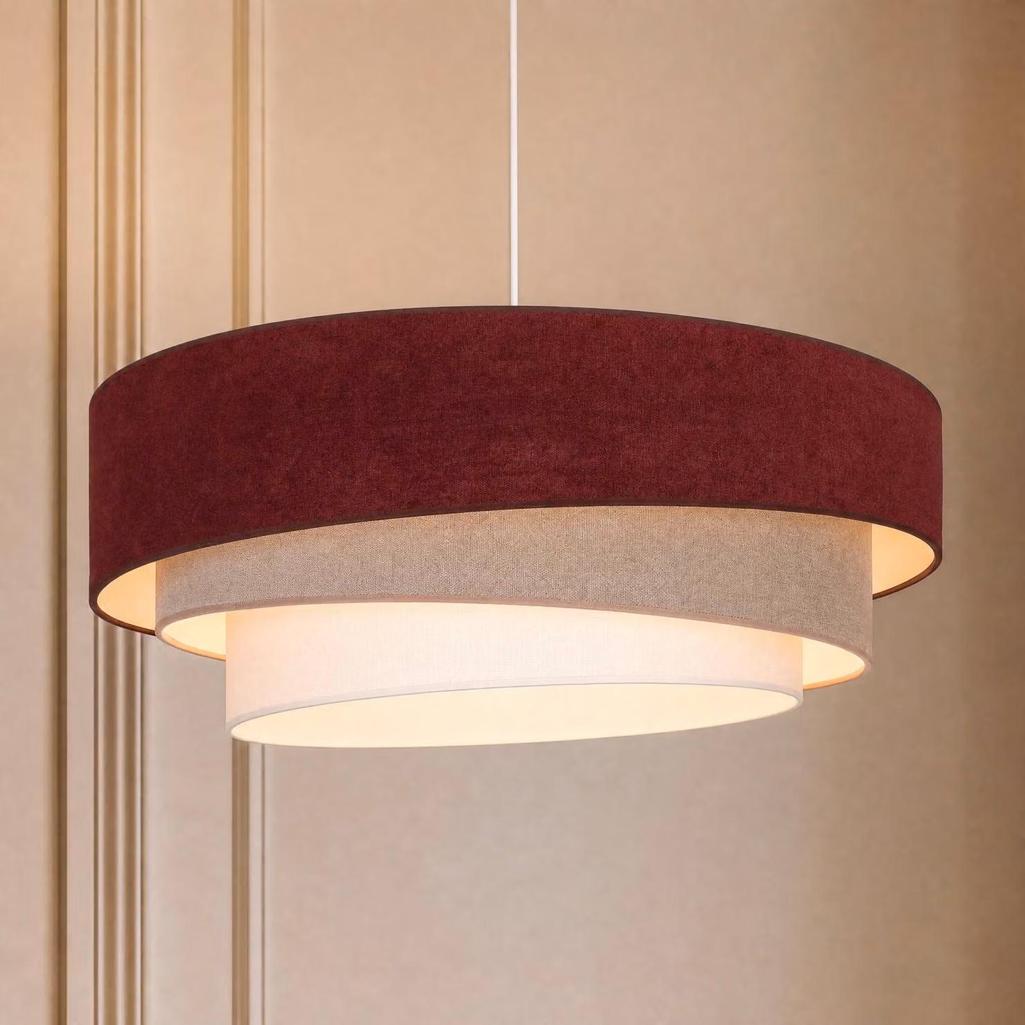 Lampada a sospensione Trio Duolla, Soggiorno / Sala da pranzo, Tessuto / Stoffa / Seta, Giovanile, Lampada a sospensione