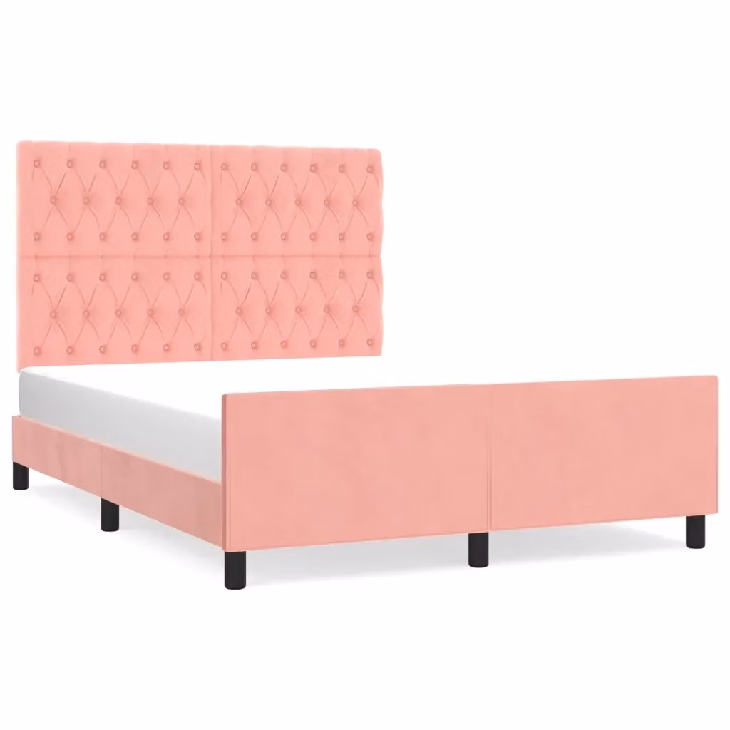 Letto con testiera in velluto rosa vidaXL L/P/H: 140 x 200 x 128 cm – 2