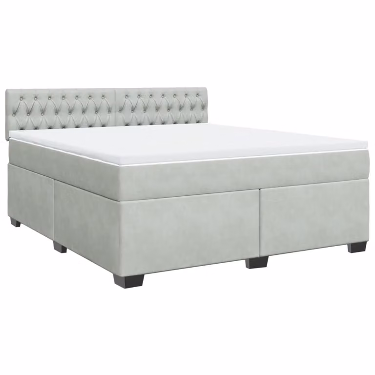 Giroletto a Molle con Materasso Grigio Chiaro 180x200cm Velluto
