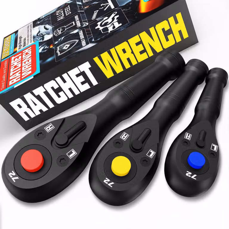 Set di chiavi a cricchetto reversibili da 3 pezzi con 72 denti