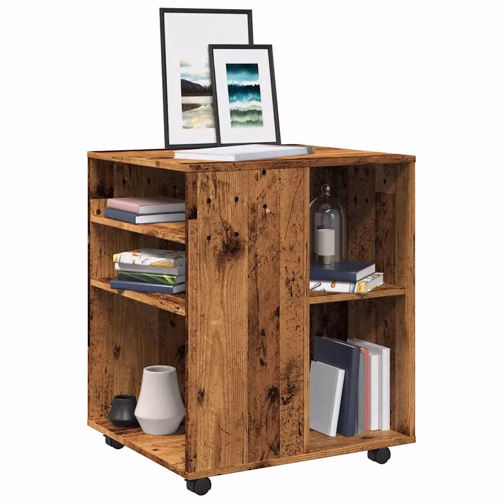 Armadietto con ruote vidaXL in legno marrone con ripiani interni e ante L: 60 cm, P: 53 cm, H: 72 cm