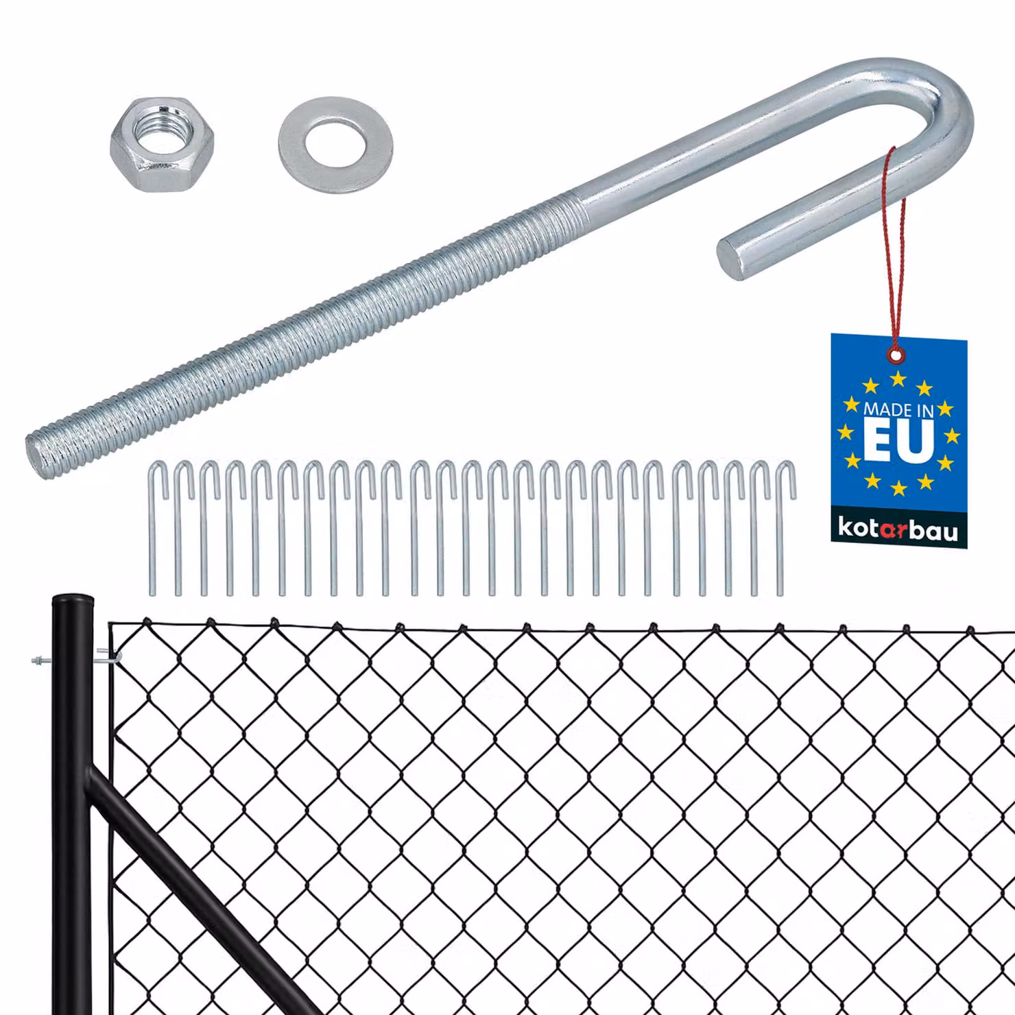 KOTARBAU® 25 Pezzi Tendifilo per Recinzione M8 Tenditore Filo Tendicavo per Filo Acciaio Tendifilo Aperto Gancio a Vite con Dado e Rondella Argento