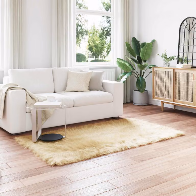 vidaXL Tappeto in finta pelliccia beige, L: 160 cm, P: 230 cm, in poliestere