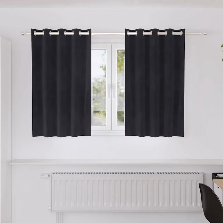 Set di 2 tende oscuranti vidaXL in velluto nero, L 140 cm x H 140 cm
