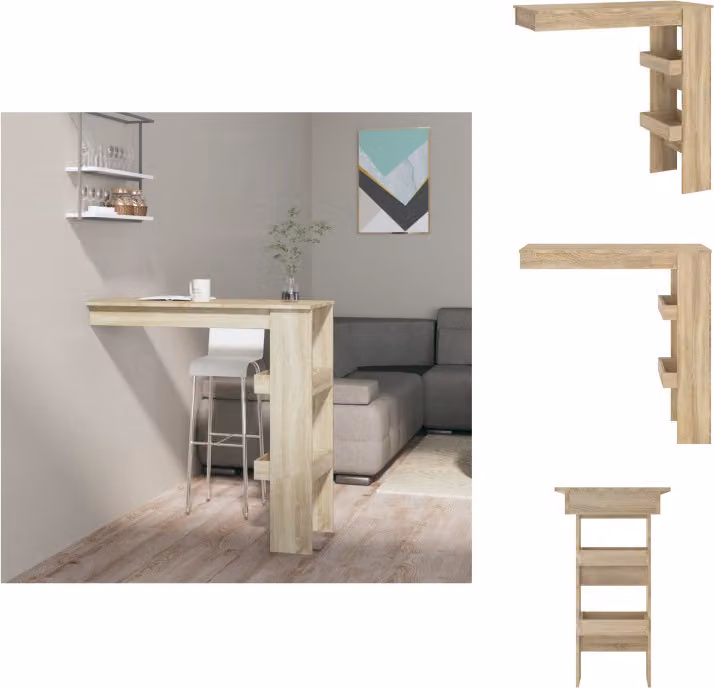 vidaXL Tavolo bar a parete rovere Sonoma 102x45x103,5 cm materiale legno - Tavoli da pranzo