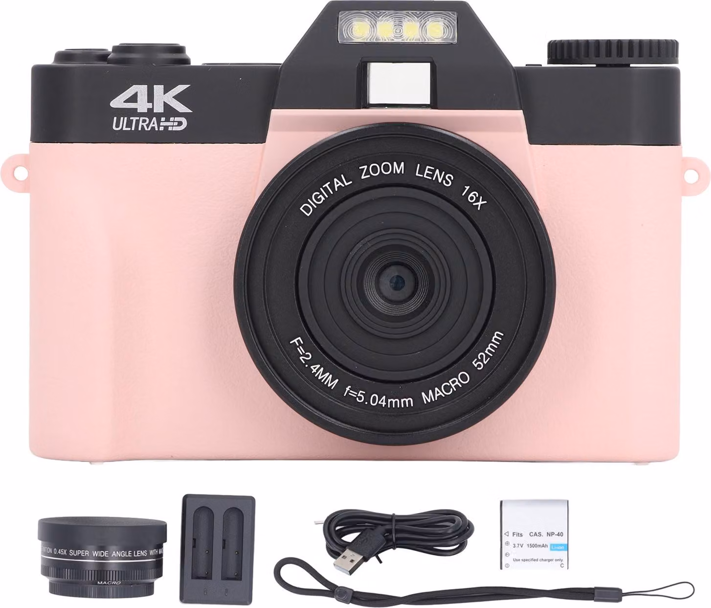 fotocamera digitale 4K per fotografia video autofocus anti-shake 56MP vlogging schermo ribaltabile da 3 pollici a 180 gradi zoom 16x viaggio