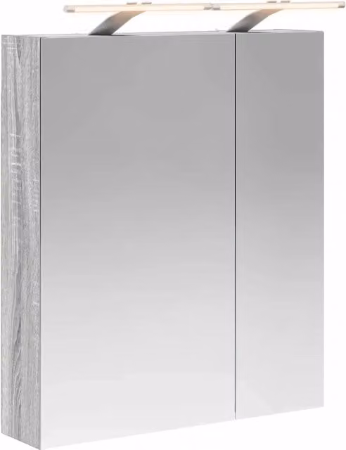 Armadio da bagno con specchio e illuminazione LED vidaXL, Grigio opaco, L: 60 cm, P: 14,5 cm, H: 70 cm