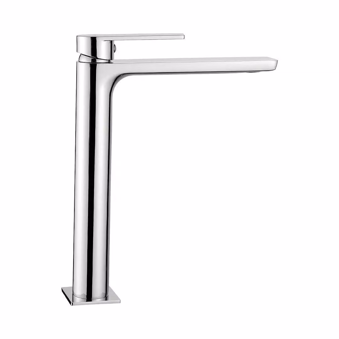 Miscelatore da lavabo da appoggio, miscelatore alto, argento, monocomando