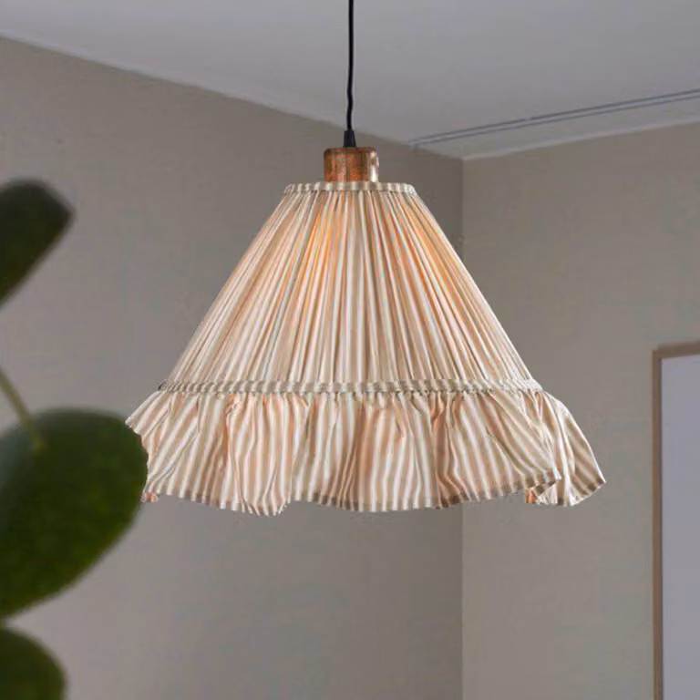 PR Home Lampada a sospensione Estrid, dimmerabile, Crema / Ambra, Soggiorno / Sala da pranzo, Tessuto / Stoffa / Seta, Campagna / Rustiche, Lampada a sospensione