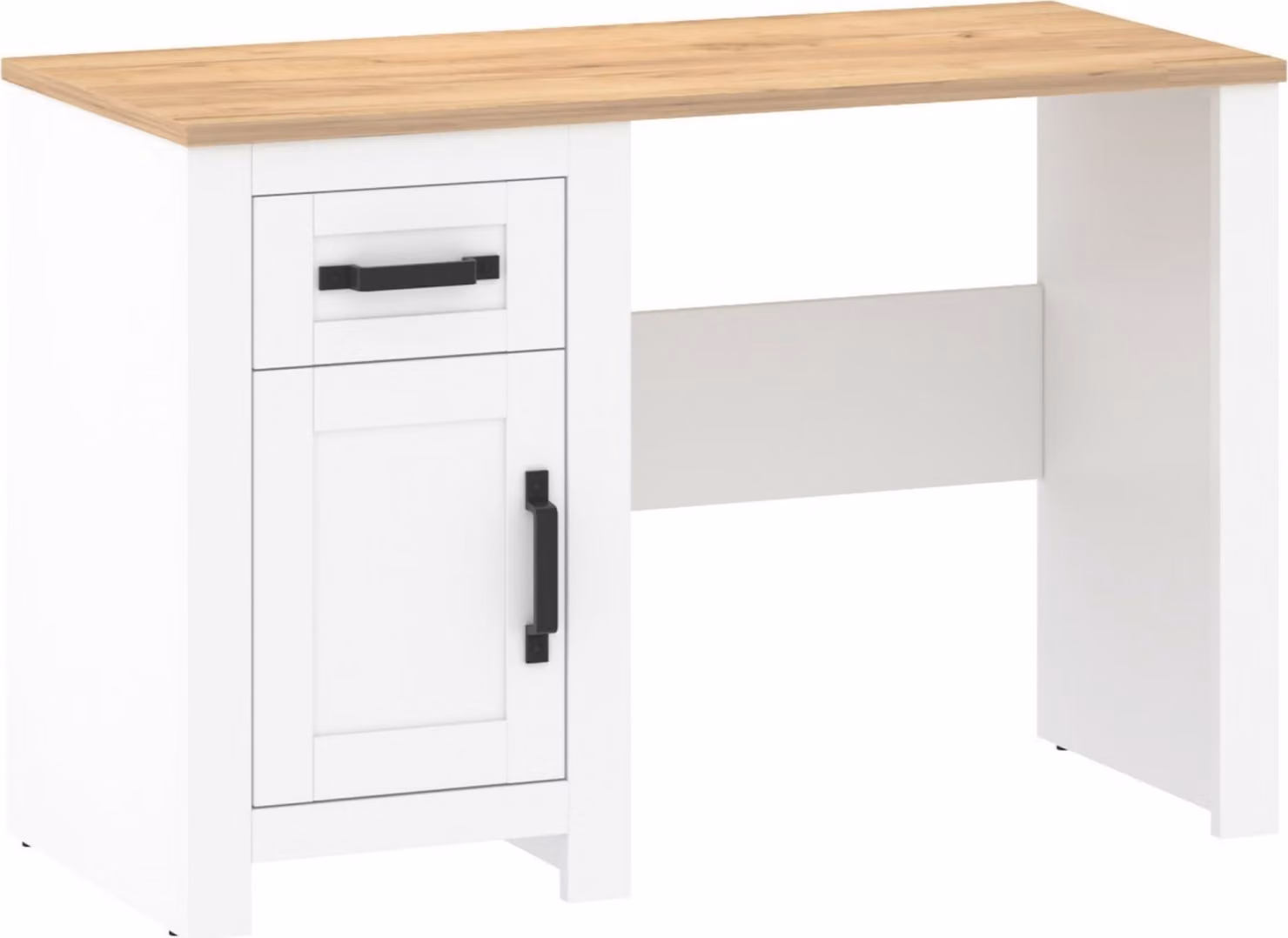 Scrivania Casa Dolce TEORIA 8, bianco + rovere, 115x52x76,5 cm, un cassetto, un armadio