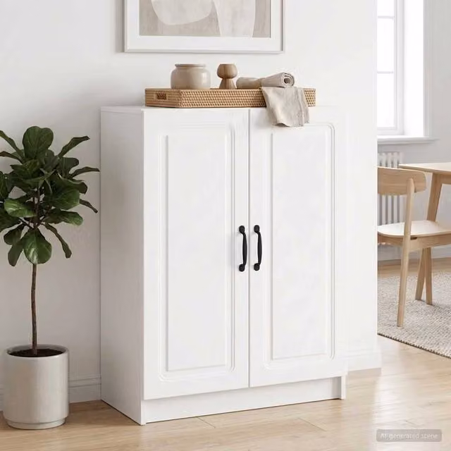 Credenza moderna vidaXL in bianco lucido in MDF L: 66 cm, P: 34,5 cm, H: 87 cm