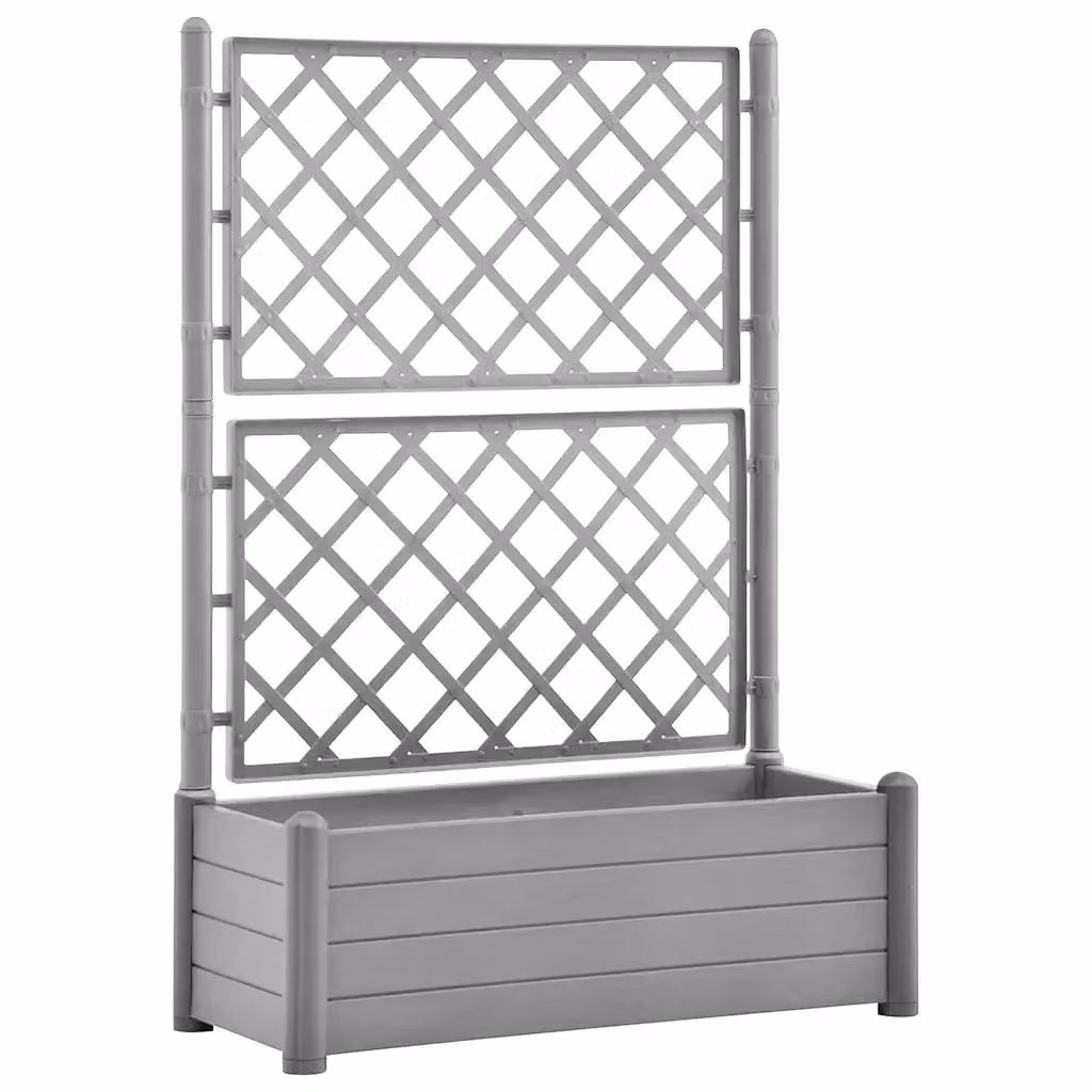 Fioriera da giardino con graticcio per piante rampicanti Design Mania, colore grigio pietra, L 100 cm x P 43 cm x H 142 cm – 2