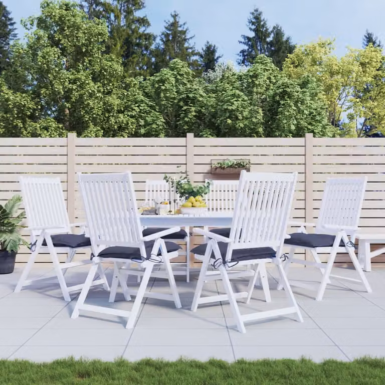 Set di 6 cuscini per sedia vidaXL blu, in tessuto Oxford traspirante e idrorepellente, L/P/H: 40 x 40 x 7 cm