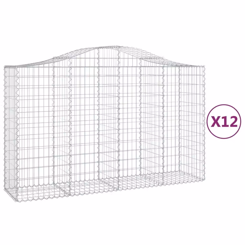 Set di 12 Cesti Gabbioni ad Arco Videx in Acciaio Zincato Colore Grigio Argento L: 200 cm, P: 50 cm, H: 120-140 cm – 2