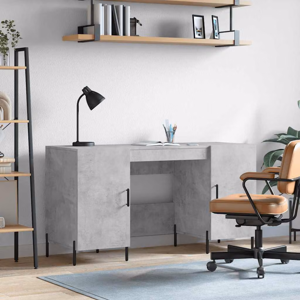 Scrivania vidaXL in stile industriale Grigio Cemento, L/P/H: 140 x 50 x 75 cm