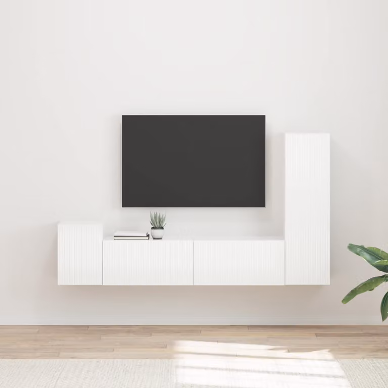 Set mobile TV moderno vidaXL in 4 pezzi Bianco Lucido in MDF per il tuo soggiorno
