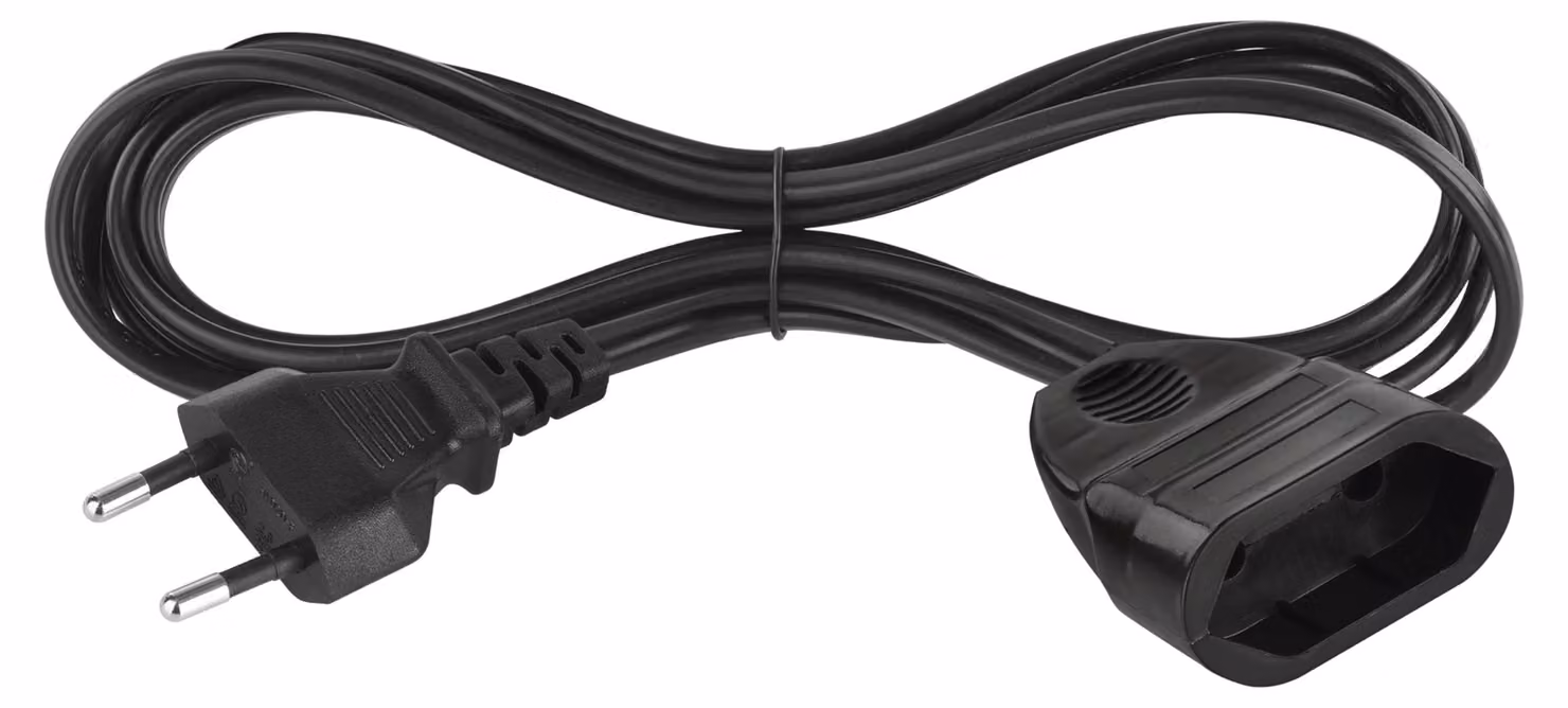 EMOS Prolunga 1,5 m, con spina e presa euro, 250 V, 2,5 A, 575 W, PVC, 0,75 mm2, sicurezza bambini, per uso interno, nero, PC01301