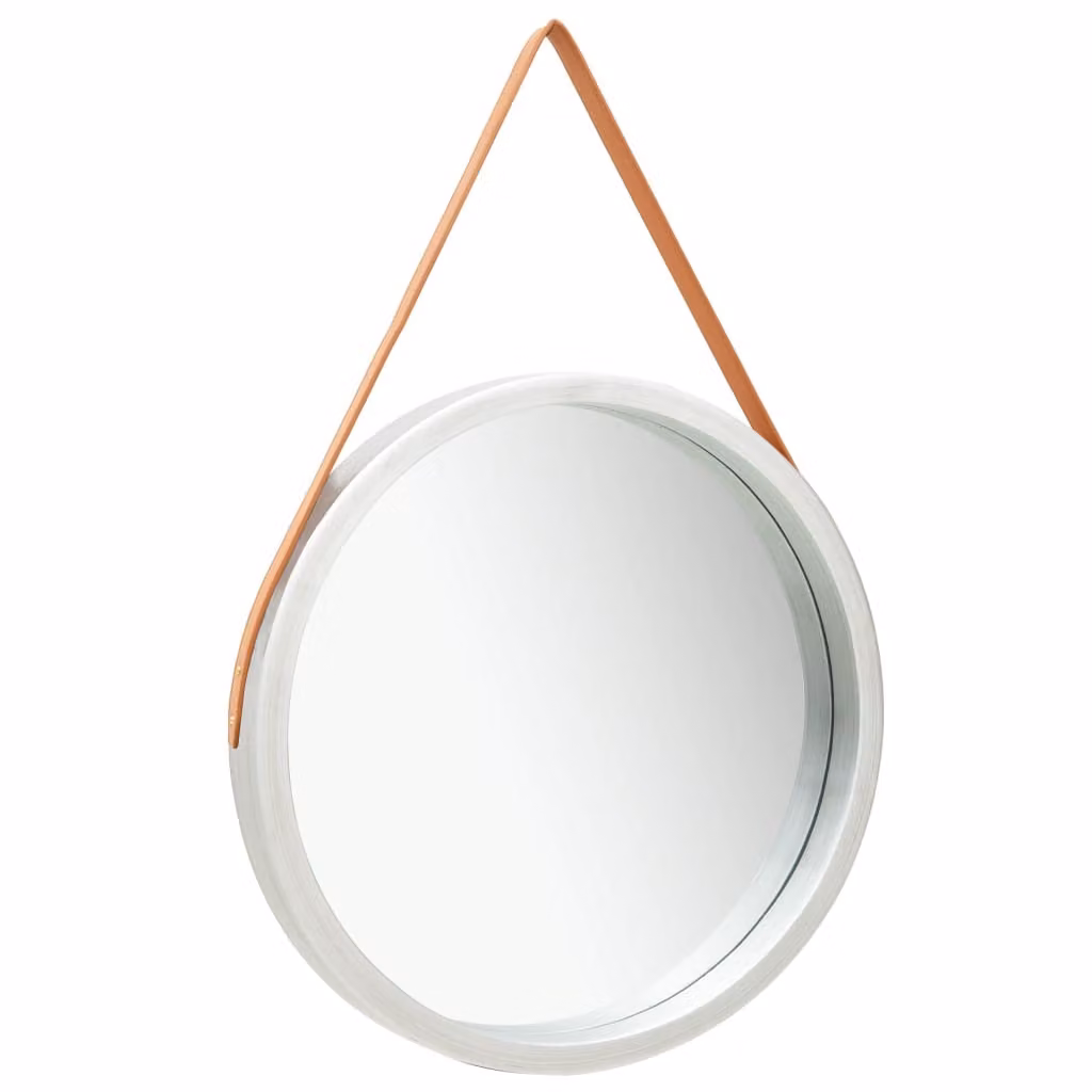 Specchio da Parete con Cinghia 60 cm Argento