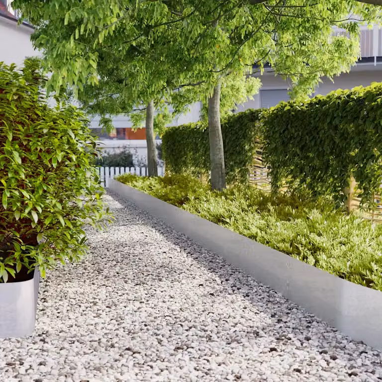 Set di 10 bordure per prato ornamentali vidaXL in acciaio zincato argento, L: 103 cm, H: 25 cm
