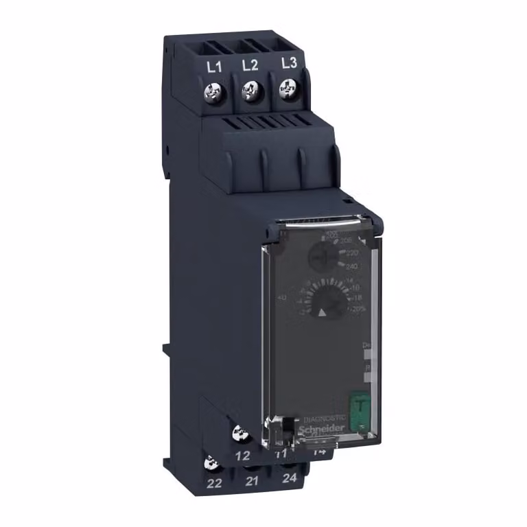 Schneider Electric Monitoraggio della rete per sequenza di fase, mancanza di fase e sottotensione, 200-240VAC, 2 W RM22TU21