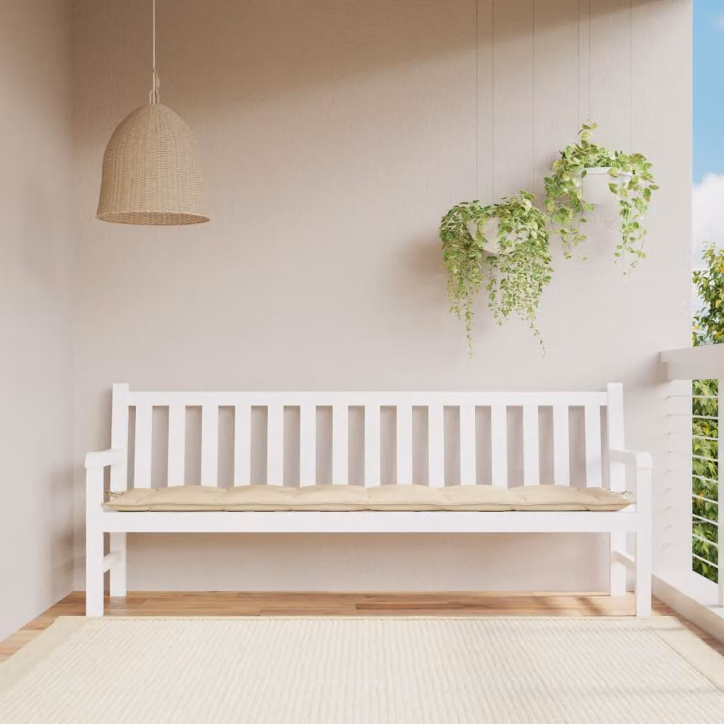 vidaXL Cuscino per Panca Beige in Tessuto Oxford L/P/H: 200 x 50 x 7 cm
