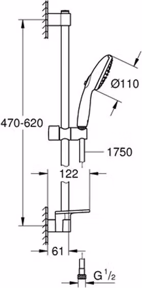 GROHE set asta doccia Tempesta 110 279263 600mm 2 tipi di getto mensola cromo