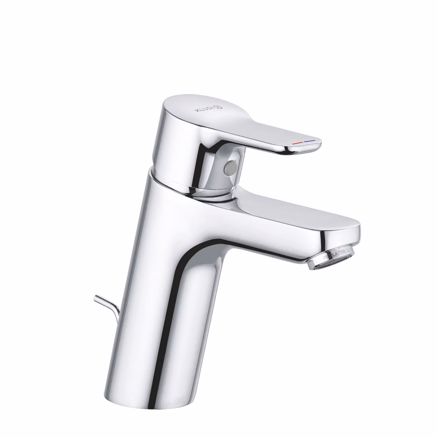 KLUDI PURE&EASY Mitigeur monocommandé pour lavabo, hauteur de bec 100mm, garniture d'écoulement en métal, 3.8 l/min, chrome, 372900565WR5, 372900565WR5