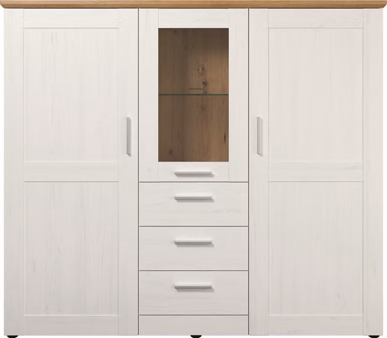 Calicosy - Vetrina a 3 ante di cui una con vetro temperato, 3 cassetti L159 cm - Shade