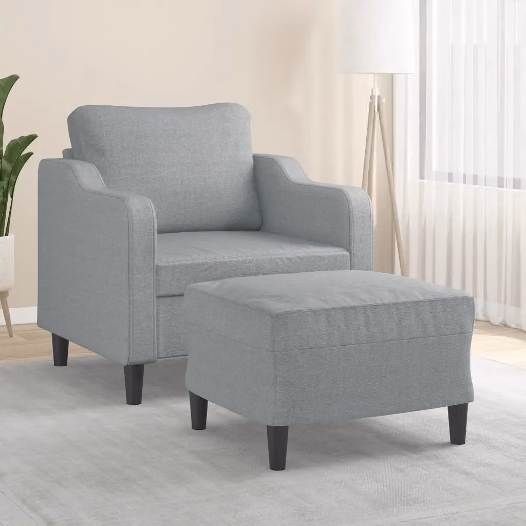 Poltrona Relax Moderna con Poggiapiedi in Tessuto Grigio – 2