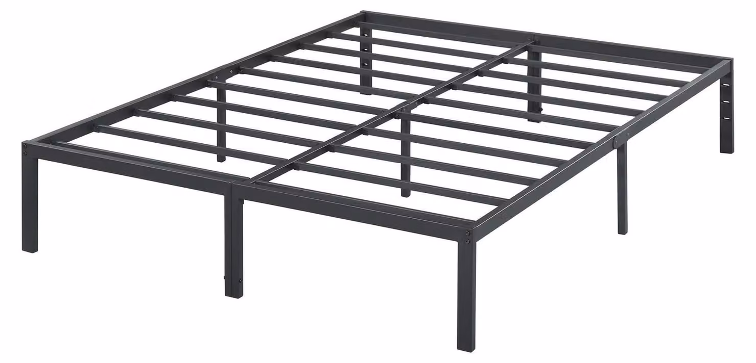 Letto in metallo con rete a doghe, dimensioni 100x200 cm, modello Twin XL, colore nero